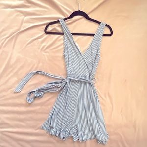 Pinstripe Blue Romper